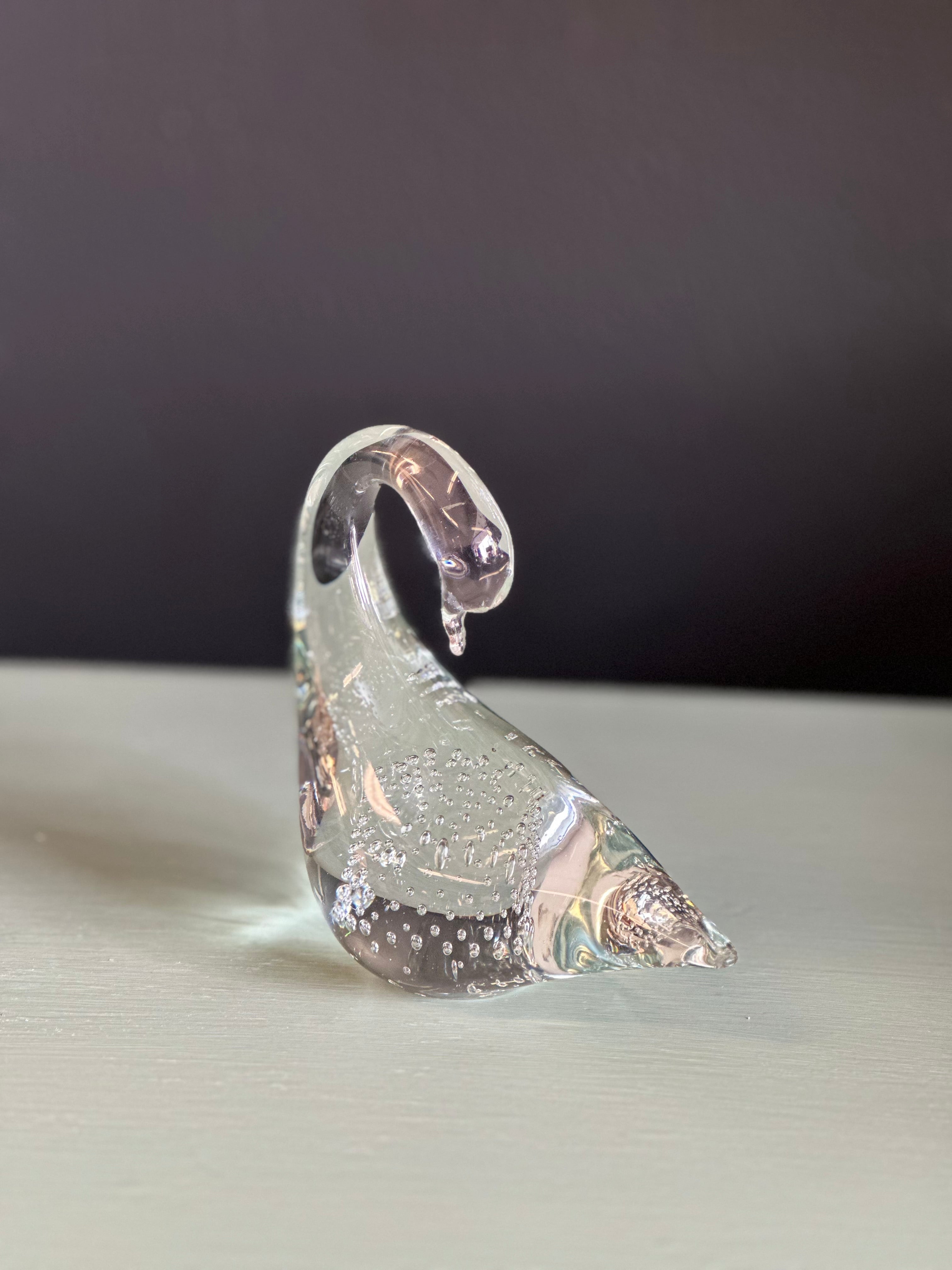 Glass Swan Paperweight