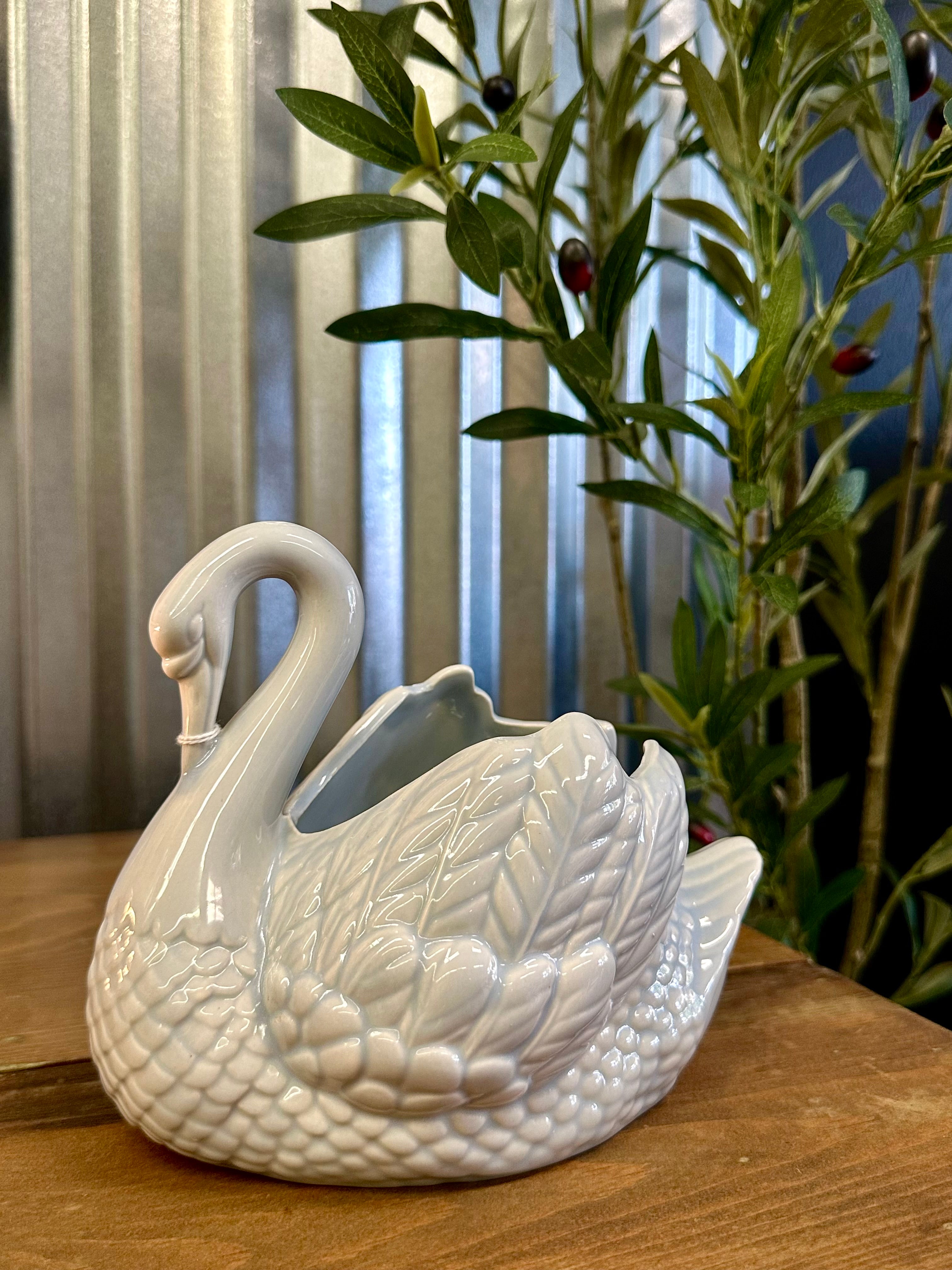 Porcelain Swan Planter